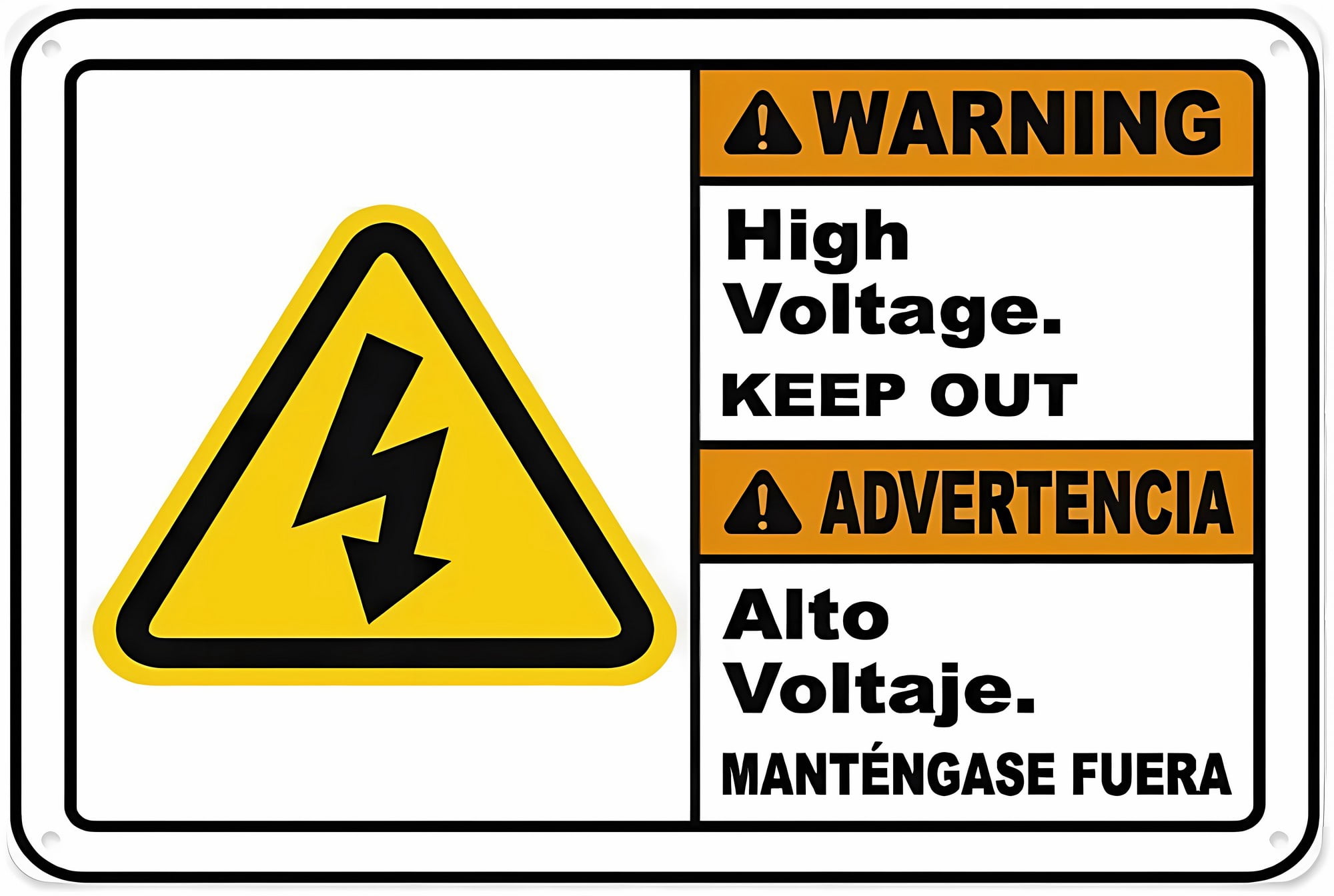 Bilingual Warning High Voltage Keep Out Aluminum Tin Warning Sign 8