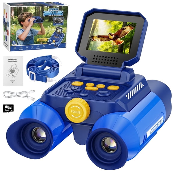 Bilivry Kids Night Vision Binoculars with 2.4" IPS Screen, 48MP Camera & 25m IR for Outdoor Exploration and Nature Observation-Blue