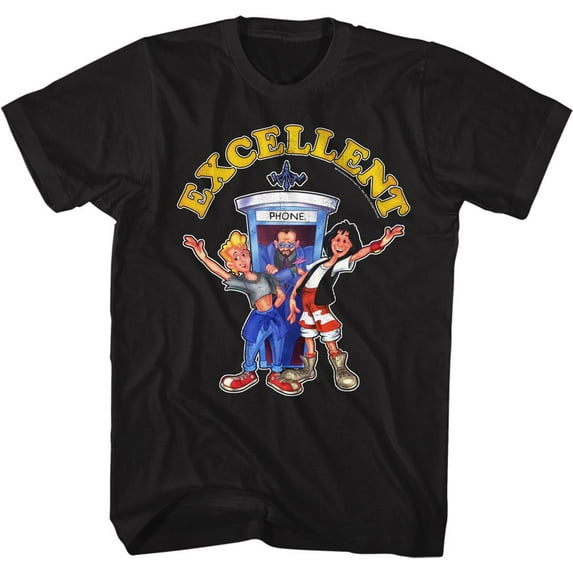 Bill And Ted Cartooncellent Black Adult T-Shirt
