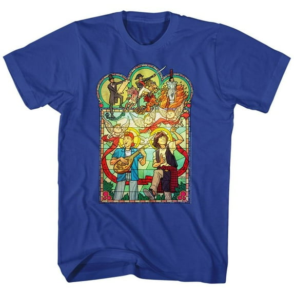Bill And Ted Stained Glass Royal Adult T-Shirt 4Xl