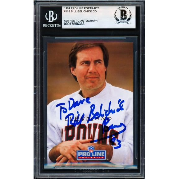 Bill Belichick Autographed 1991 Pro Line Rookie Card #115 Cleveland Browns "To Dave" Beckett BAS #17856363