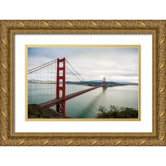 Bill Carson Photography 14x10 Gold Ornate Wood Framed with Double Matting Museum Art Print Titled - Golden Gate