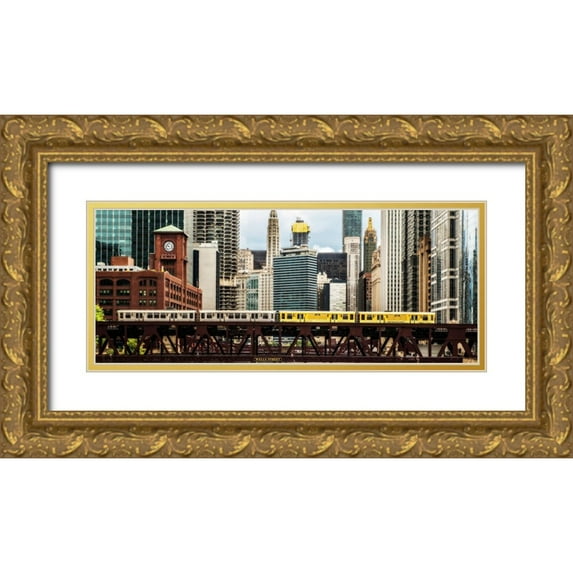 Bill Carson Photography 14x8 Gold Ornate Wood Framed with Double Matting Museum Art Print Titled - Train Rail