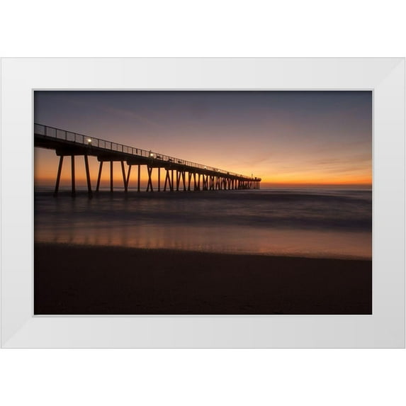 Bill Carson Photography 24x17 White Modern Wood Framed Museum Art Print Titled - Sunset Pacific Pier II