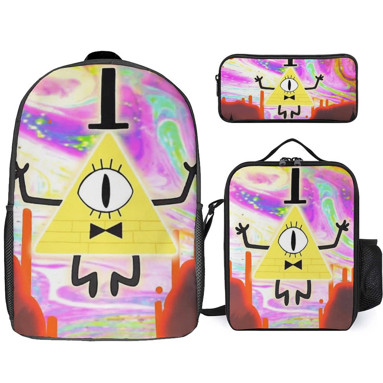 ZFRXIGN Axolotl Kids Backpack Set - 17" Backpack, Insulated Lunch Bag & Pencil Case, Cherry Blossom Pink, For Girls Boys