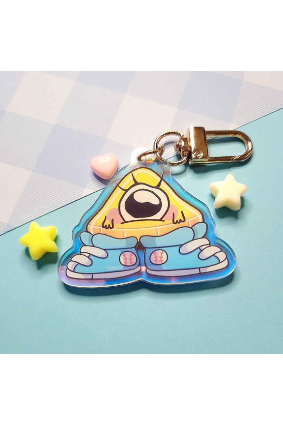 Bill Cipher Keychain Rainbow Acrylic Charm, Gravity Falls (1 keychain)