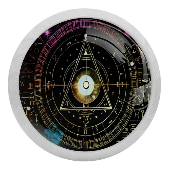 Bill Cipher Wheel Zodiac Crystal Glass Drawer Knob Pull Ergonomic 30mm Circle Glowing Furniture Cabinet Handle for Kitchen Dresser Cupboard Wardrobe