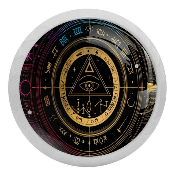 Bill Cipher Wheel Zodiac Crystal Glass Drawer Knob Pull Ergonomic 30mm Circle Glowing Furniture Cabinet Handle for Kitchen Dresser Cupboard Wardrobe