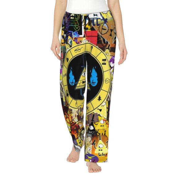 Bill Cipher Women's Pajama Pants Comfy Casual Loose Sleep Bottoms Pants Drawstring Wide Leg Long Lounge Pants