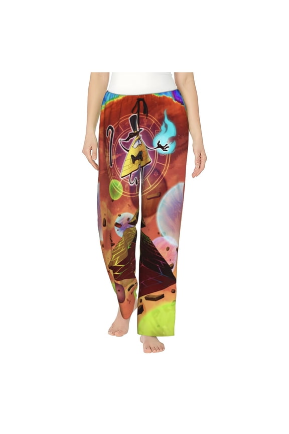 Bill Cipher Women's Pajama Pants Comfy Casual Loose Sleep Bottoms Pants Drawstring Wide Leg Long Lounge Pants