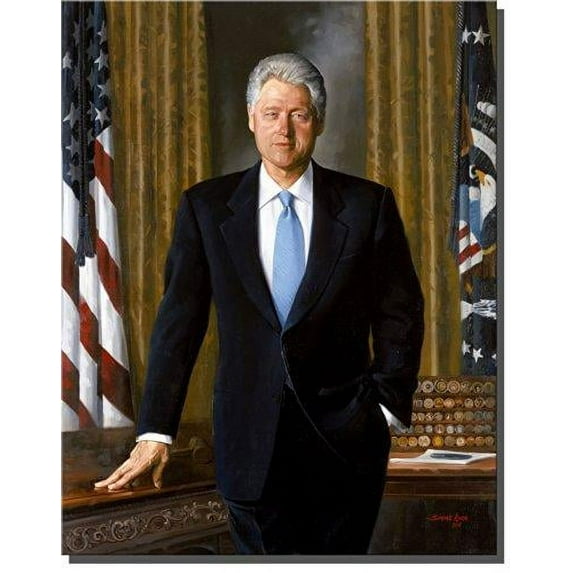 Bill Clinton Portrait, Wall Picture Art on Stretched Canvas, Ready to Hang!