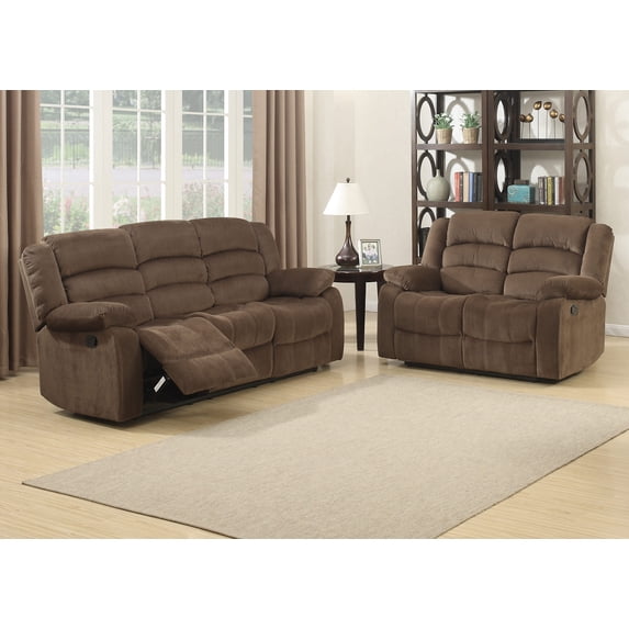 Bill Collection Contemporary 2-Piece Living Room Upholstery Sofa Set with 4 Recliners, Sofa & Loveseat