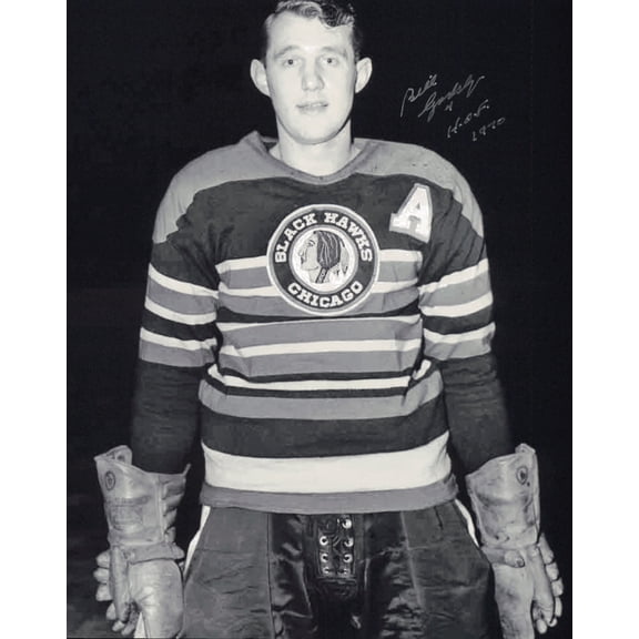 Bill Gadsby Autographed 8x10 Photo Chicago Blackhawks "HOF 1970" SKU #247330