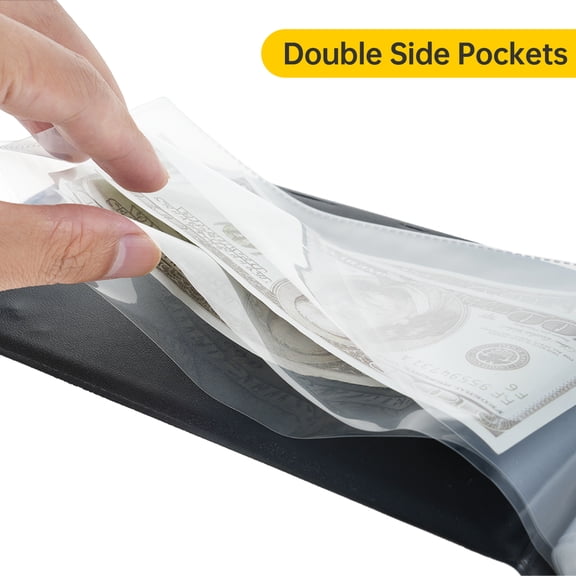 Bill Holders Album 40 Pockets Banknote Currency Collecting Album 20 Sheets Clear Dollar Bill Holders World Money PU Leather Hard Cover Storage Book Collection Supplies Double-Sided Pages for