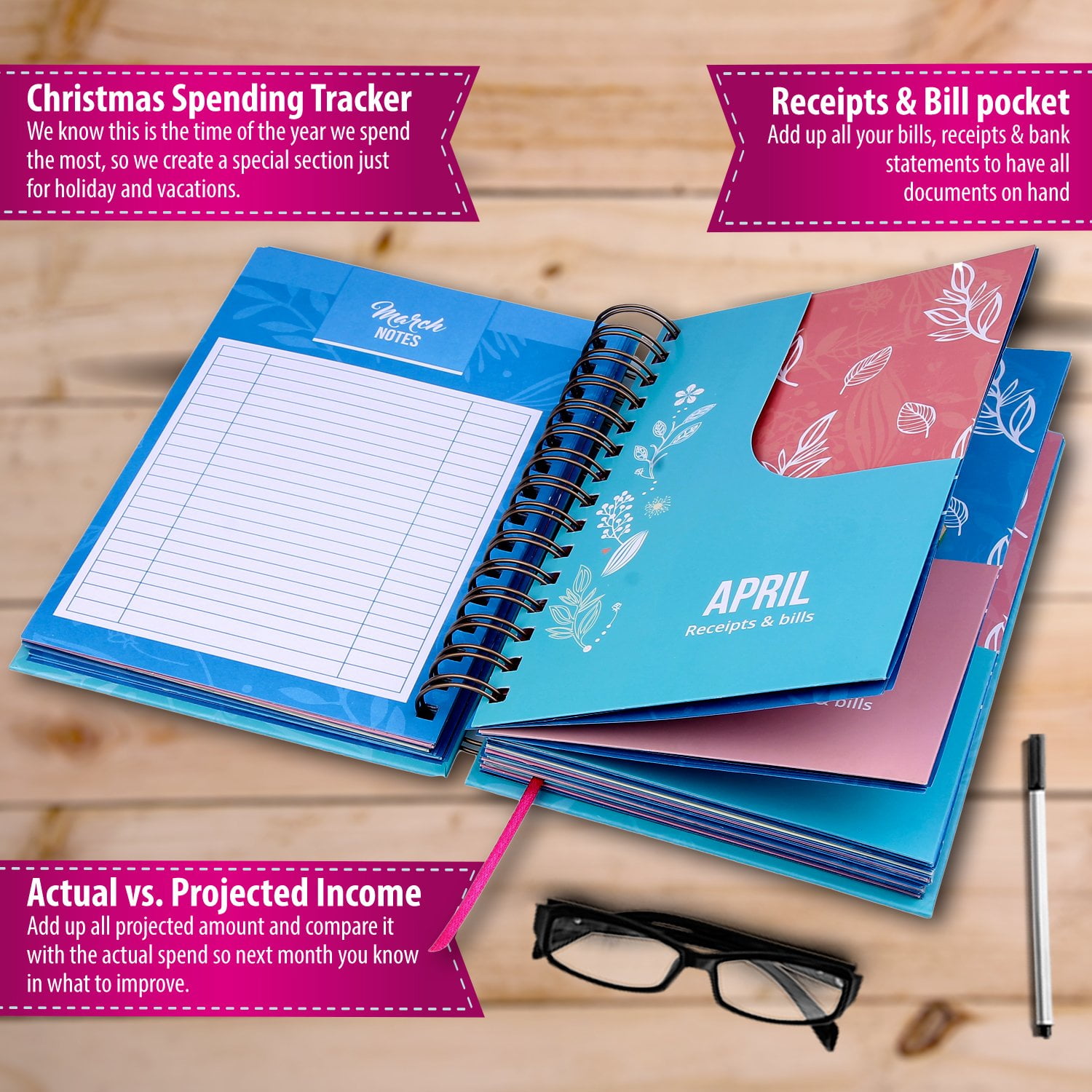 BUDGETIZER Bill Organizer Budget Planner Book - Monthly Budget and Expense Tracker