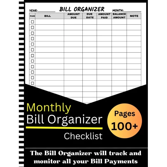 Bill Organizer Undated Monthly Payment Checklist Planner Tracker Budgeting Log