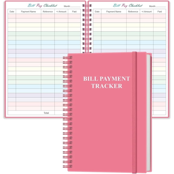 Bill Payment Checklist - Monthly Organizer & Planner for Personal Budgeting Financial, Tracker Notebook, 5.8" x 8.5", Pink