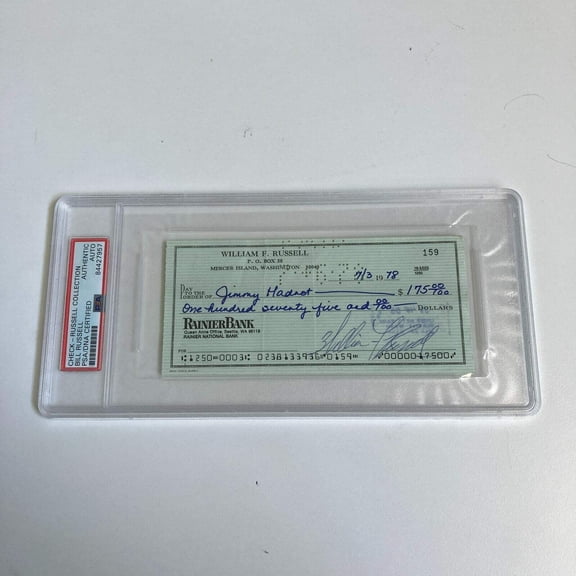 Bill Russell Signed Autographed Bank Check PSA DNA Boston Celtics HOF Legend