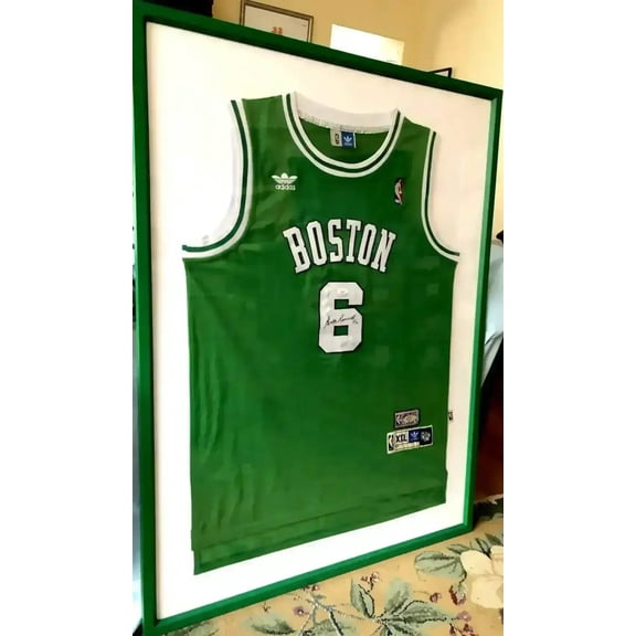 Bill Russell signed Boston Celtics Adidas jersey framed JSA