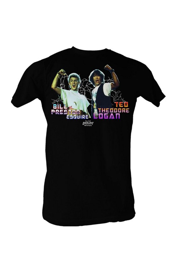Bill And Ted Light Show Black Adult T-Shirt 2Xlt