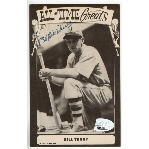 Bill Terry Signed Autographed Postcard All-Time Greats Yankees JSA AI69359