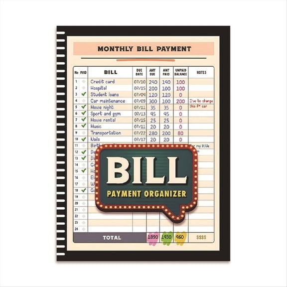Bill Tracker Notebook Monthly Organizer & Planner for Personal Budgeting Financial, Payment