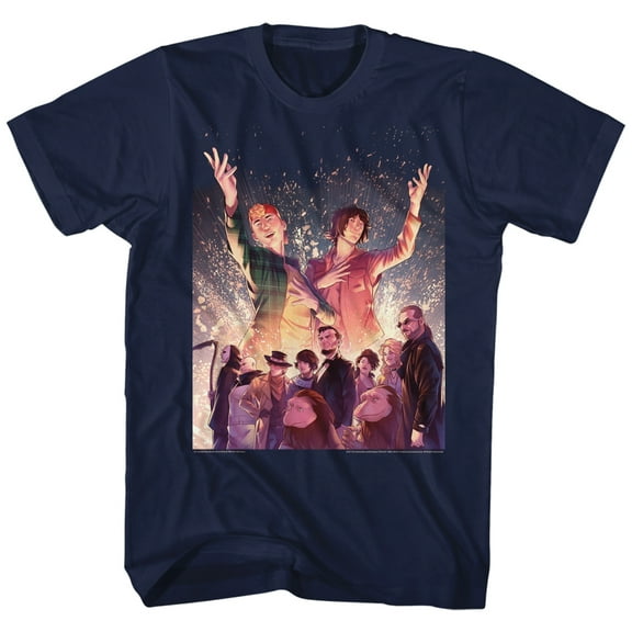 Bill and Ted Sparkle Navy Adult T-Shirt