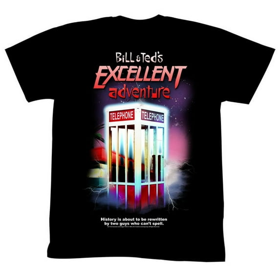 Bill and Ted Telephone Black Adult T-Shirt