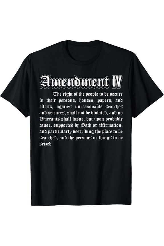 Bill of Rights 4th Amendment T-ShirtMen and women, Black T-shirt, size: Extra large