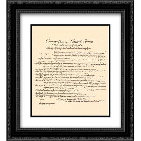 Bill of Rights (Document) 2x Matted 18x20 Black Ornate Framed Art Print