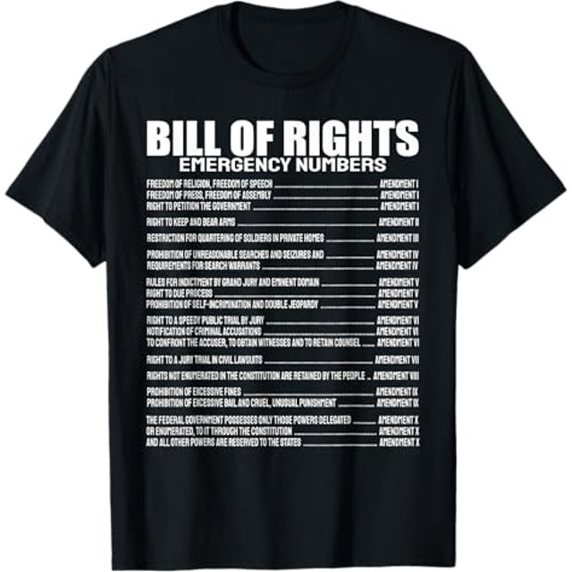 Bill of Rights Emergency Numbers Amendment 110 Constitution TShirt