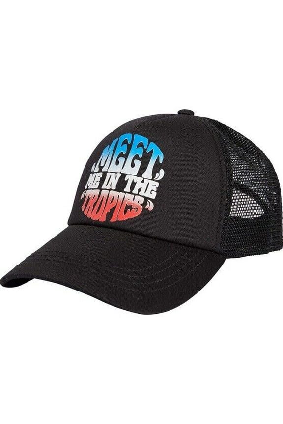 Americana Amiga Meet Me in the Tropics Trucker Hat in Black - One size