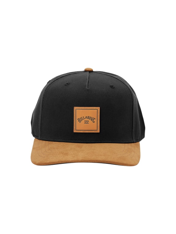 6 Panel Mens Snapback Curved Peak Cap ~ Stacked black tan
