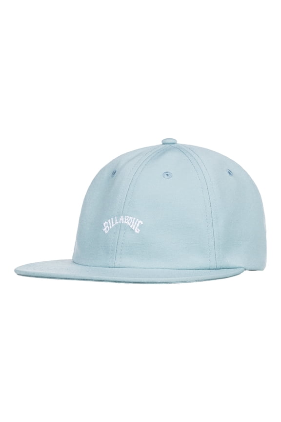 6 Panel Mens Snapback Flat Peak Cotton Cap ~ Arch Unstructured Washed Blue