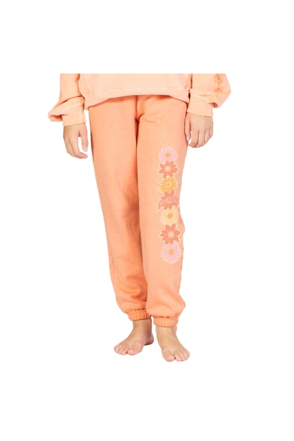 Kids' Girls' Youth Making Waves Daisey Floral High Waist Sweatpants (Large, Light Melon)