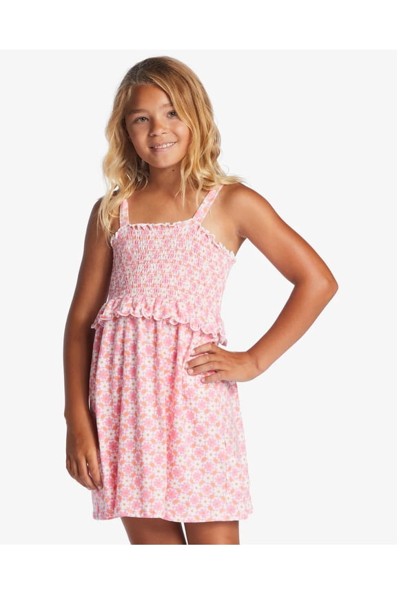 Kids' Girls' Youth Summer Play Daisy Ruffle Babydoll Fit Pink Dress (XX-Small, Pink)