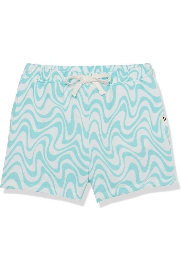 Kids' Girls' Youth The Shore Wave Print French Terry Shorts (X-Small, Seafoam)