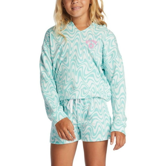 Billabong Kids' Girls' Youth The Shore Wave Print Lightweight Hoodie Shirt (XX-Small, Seafoam)