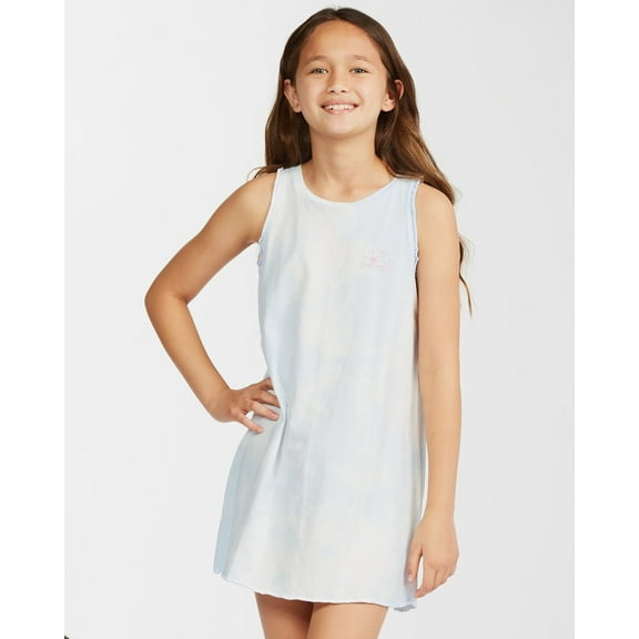 Billabong Little/Big Girls Youth 4-16 Kind Of Sweet Tie-Dye Tee T-Shirt Dress (Large/12, Sweet Blue)