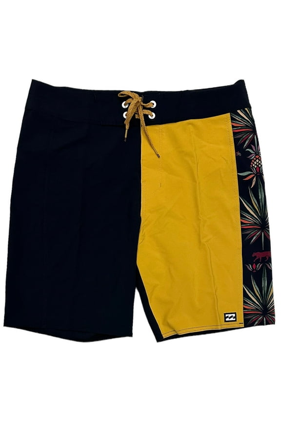Men's D Bah Pro Custom Winner 18" Boardshorts (33, Black/Mustard)