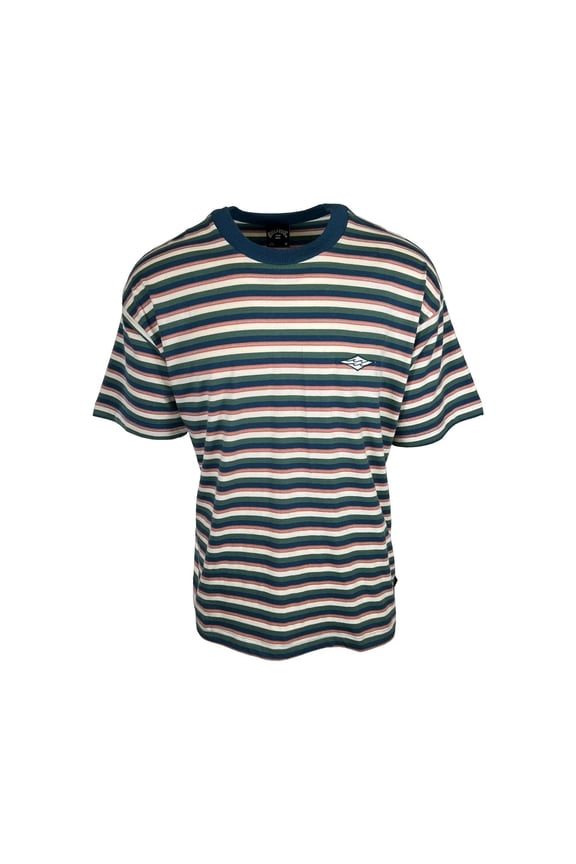 Men's Deep Blue Green T-Shirt Horizontal Striped Baxter Tee S/S (S18)