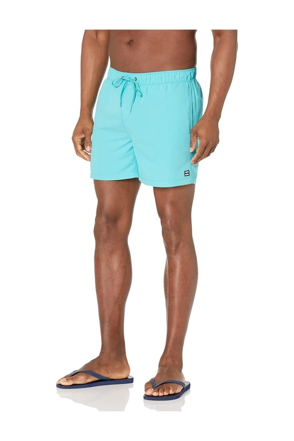 Men's Standard Elastic Waist Boardshort Swim Short Trunk, 16 Inch Outseam, Dark Mint