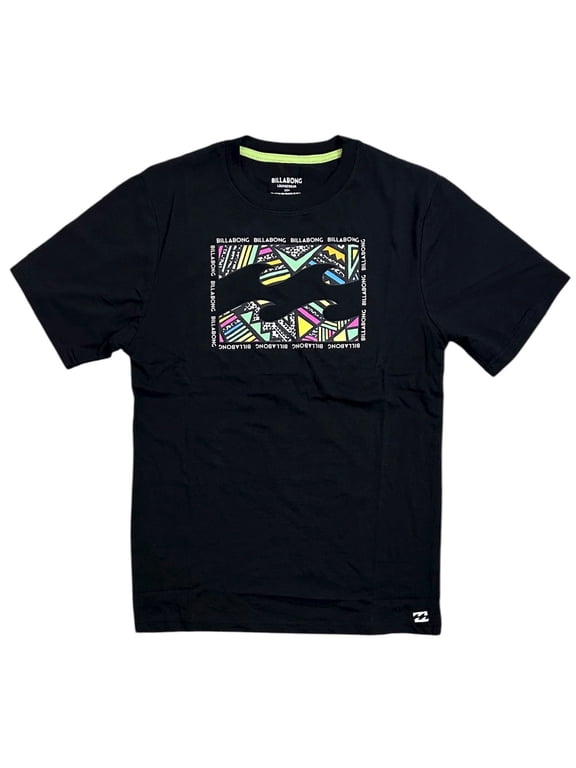 Men's T-Shirt Box Logo Super Soft Stretchy Loungewear Tee (Large, Black)