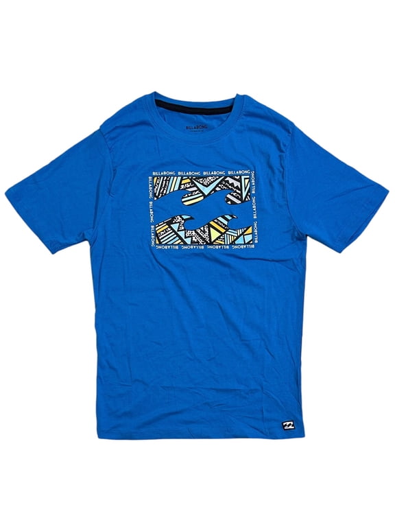 Men's T-Shirt Box Logo Super Soft Stretchy Loungewear Tee (Small, Blue)