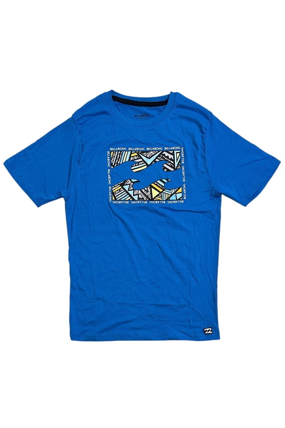 Men's T-Shirt Box Logo Super Soft Stretchy Loungewear Tee (Small, Blue)