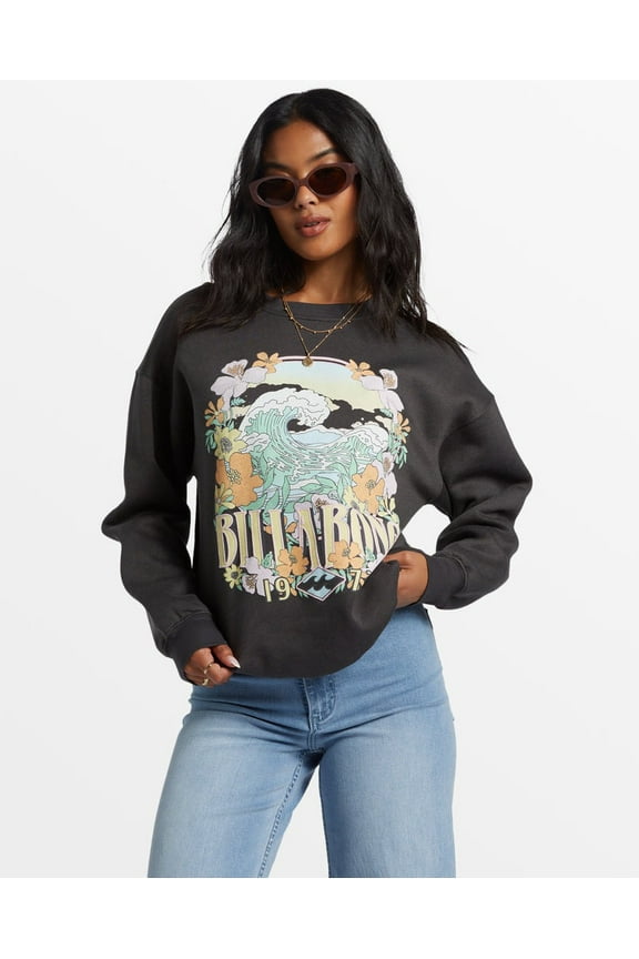 OFF BLACK Womens Waves Are Calling Crewneck Sweatshirt, US Small/8