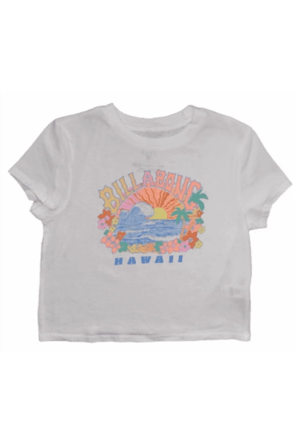 WHITE Women's Stay Salty Hawaii Crop Tee, US Large/12