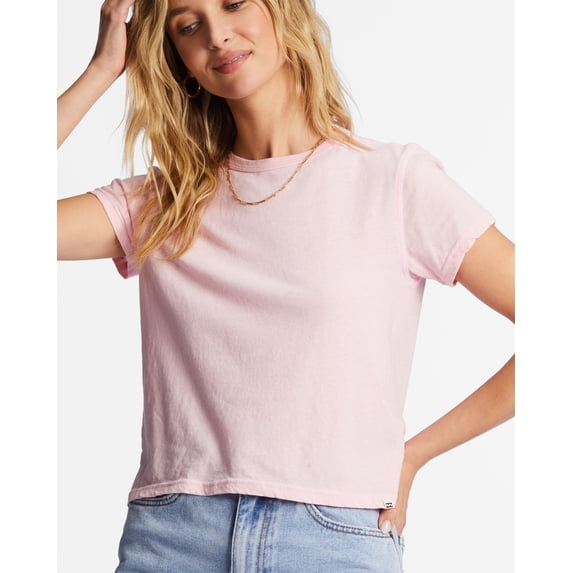 Billabong Women's Better Than Basic Solid Color Tee T-Shirt (Small, Soft Pink)