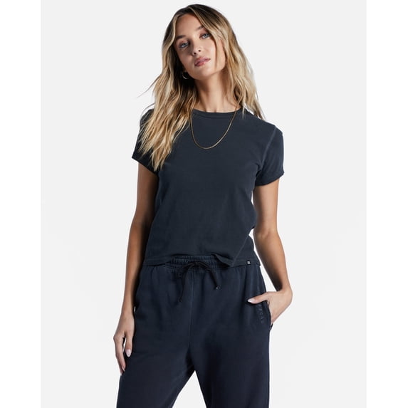 Billabong Women's Better Than Basic Solid Color Tee T-Shirt (X-Small, Off Black)