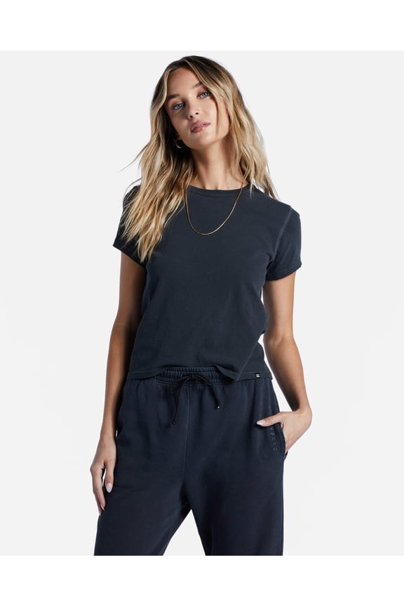 Women's Better Than Basic Solid Color Tee T-Shirt (X-Small, Off Black)